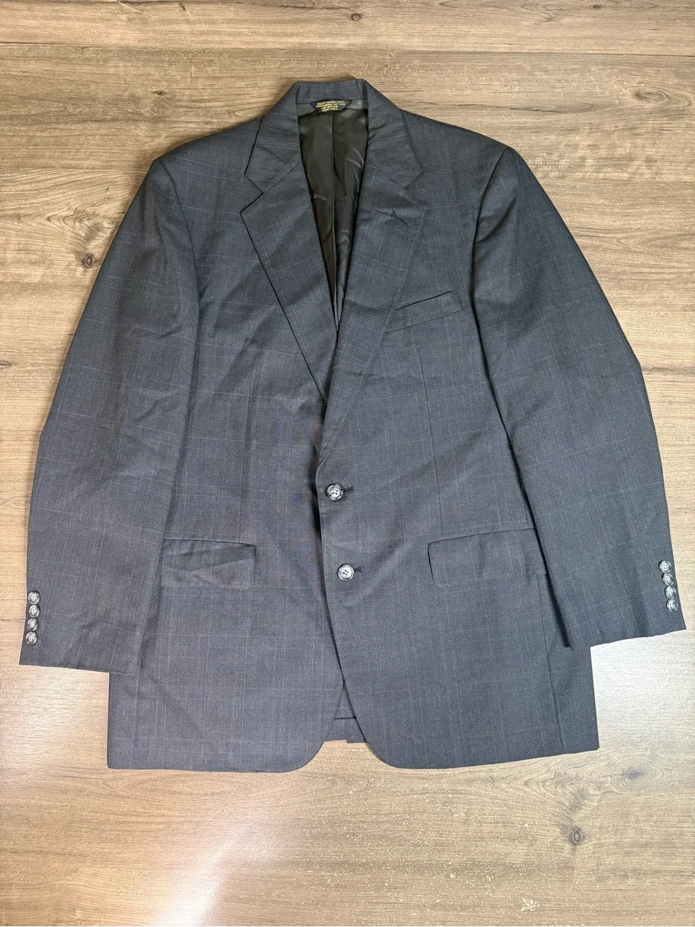 Vintage John Weitz Palm Beach Blazer 46L Gray Plaid Sport Coat USA Made
